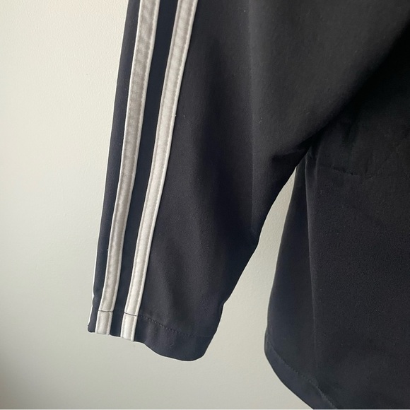 90s Vintage Adidas Track Jacket Cuff Zippers Black 3 White Stripes Womens Medium - Picture 9 of 12